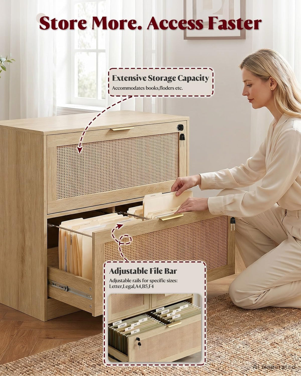 HOPUBUY 2 Drawer File Cabinet with Lock, Printer Stand Lateral