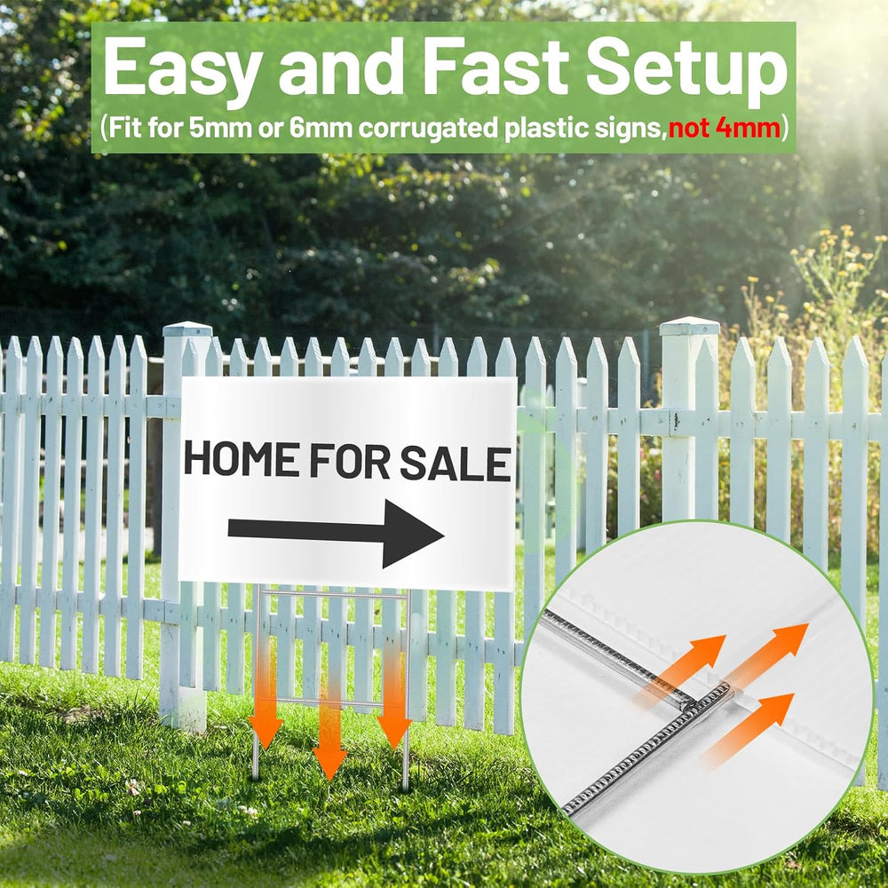 25 Pack Yard Sign Stakes, 24x10 Metal H-Stakes for Real Estate, Custom DIY Ou...