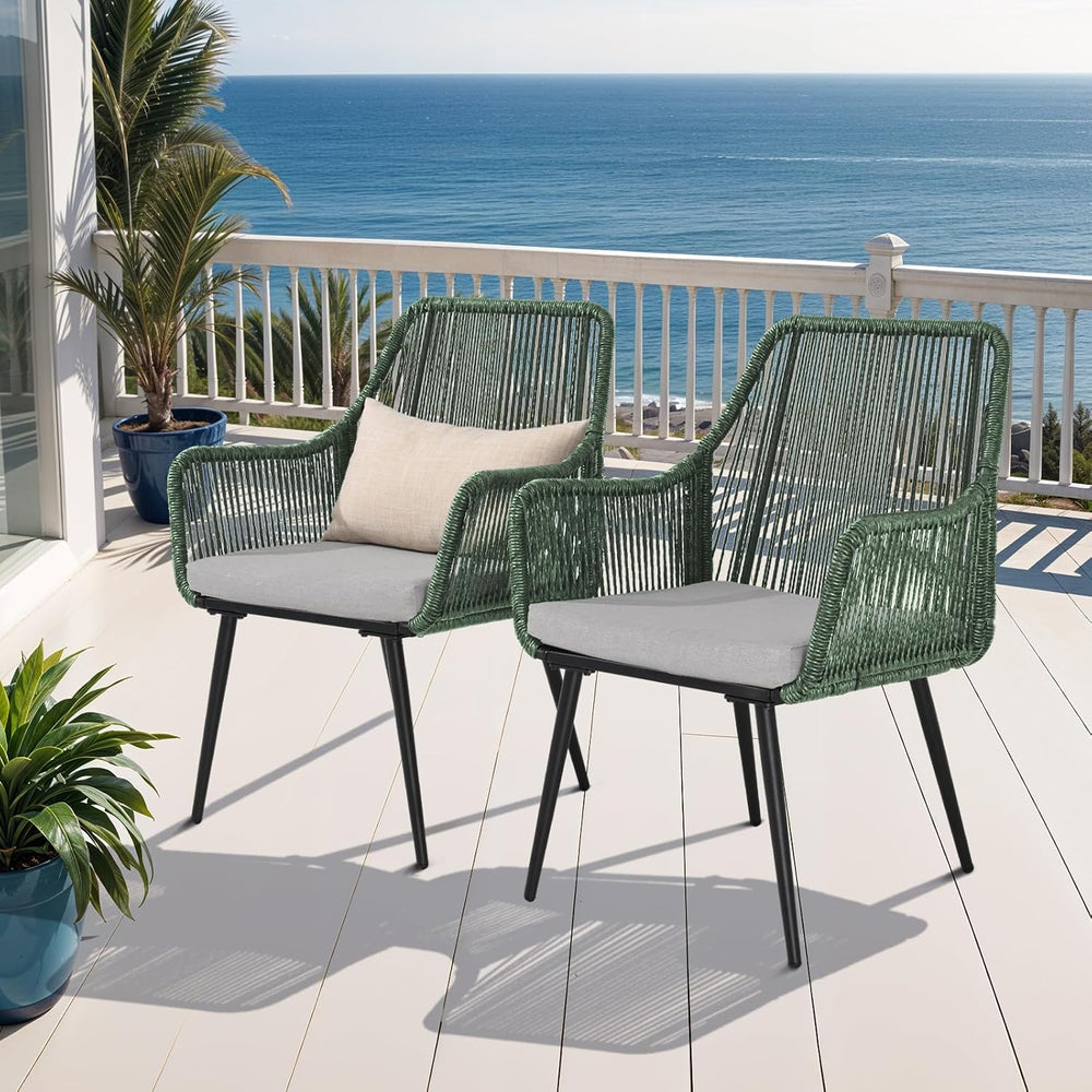 Patio Dining Chairs, Outdoor Dining Chairs with Armrest & Cushion Set of ...