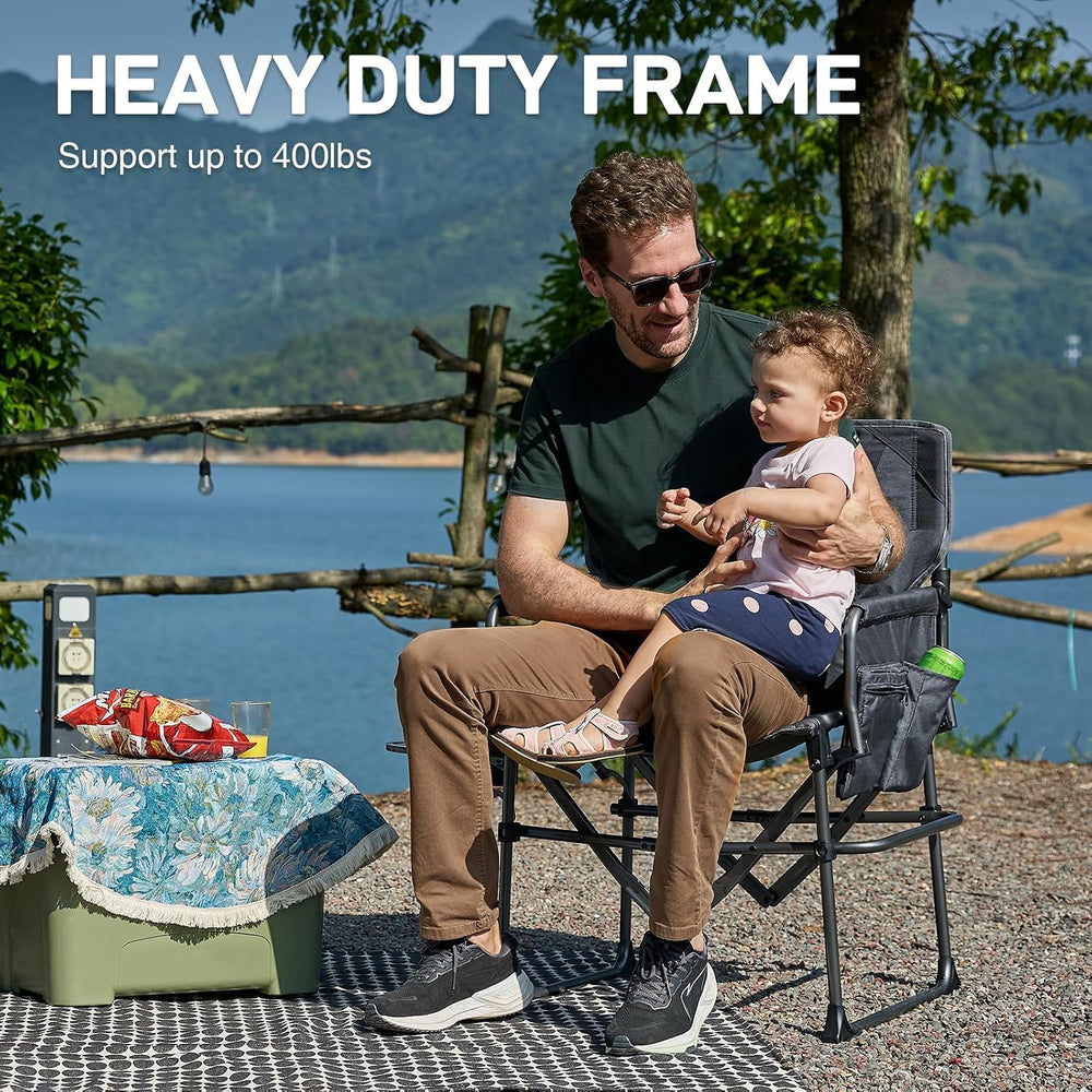 EVER ADVANCED Camping Directors' Chair with Side Table, Portable Folding ...