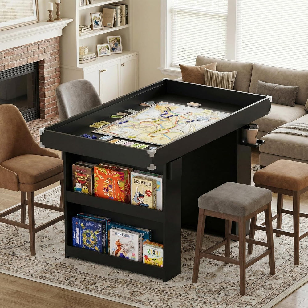 Board Game Table w/ Removable Top, 2-in-1 Dining and Gaming Table for 4–6