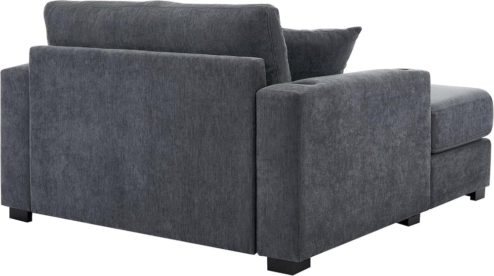 Merax Modern Upholstered Indoor Chaise Lounge with Pillows, Charge Station &a...