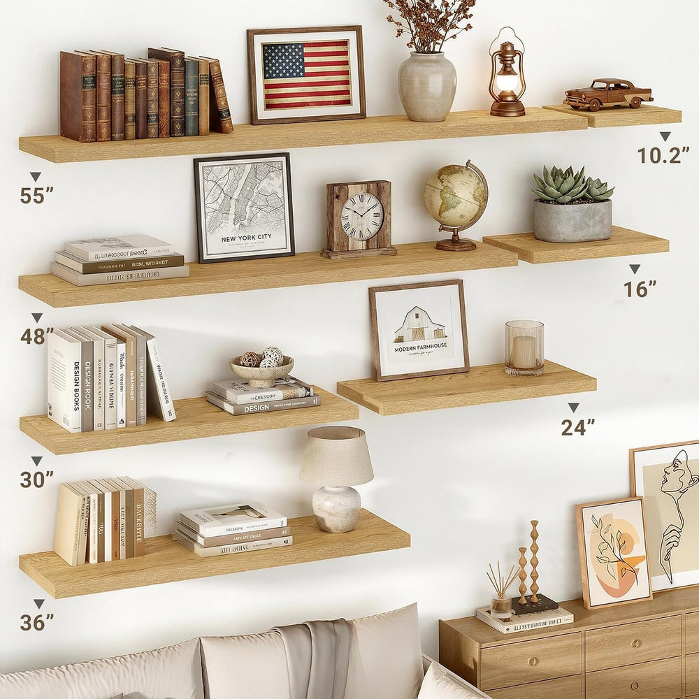 Vivelove 10 in Deep Floating Shelves 16” Set of 2, Oak