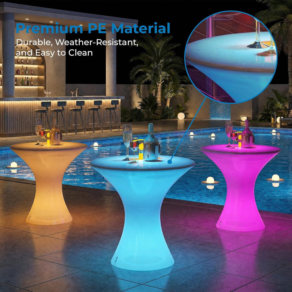 Mjkone 23" Height LED Bar Table with 16 RGB Multi-Colored Lights, Rechar...