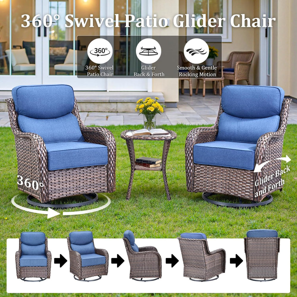 Luxury Patio Furniture Set with 42.5" Fire Pit Table, 6 Pieces High Back...