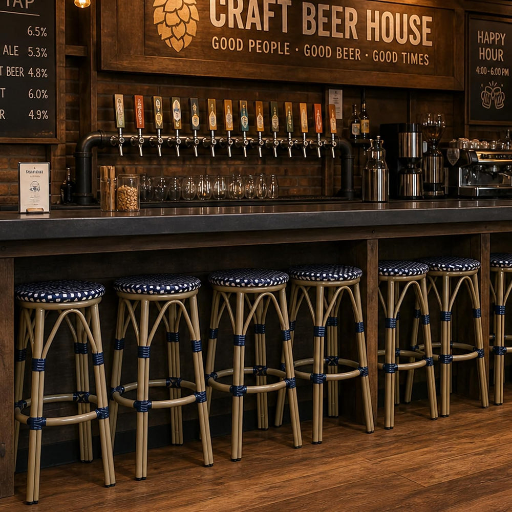 PURPLE LEAF Outdoor Bar Stool Rattan 2-Pack Champagne Finish Bar Stools