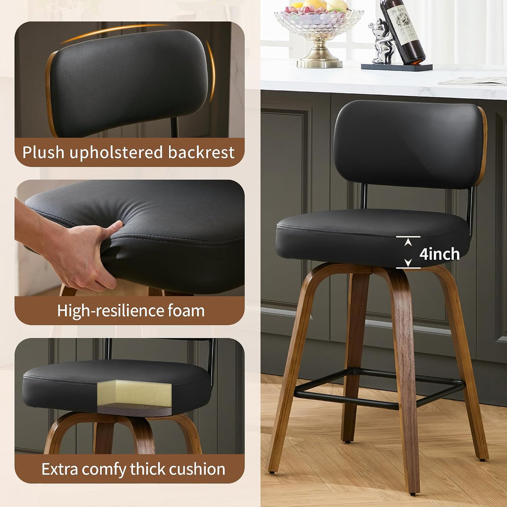 Solstrand 26" Swivel Counter Height Bar Stools Set of 3, Black