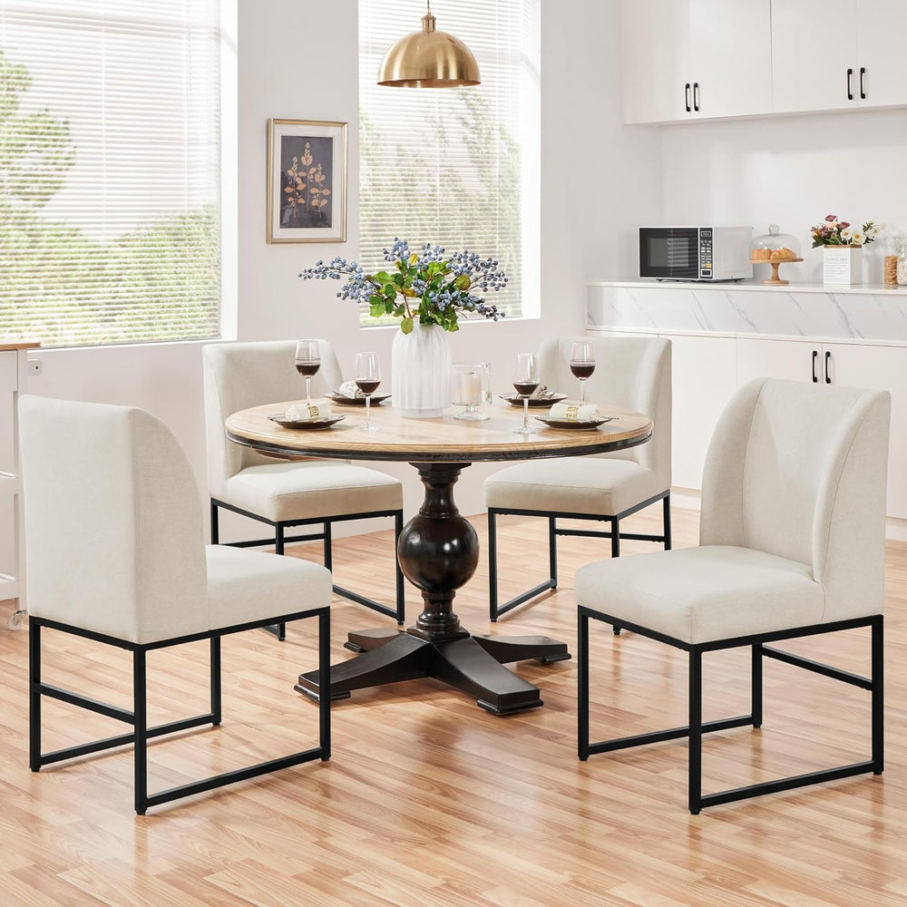 Yaheetech Dining Chairs Set of 4 Modern Upholstered Armless Chairs Beige