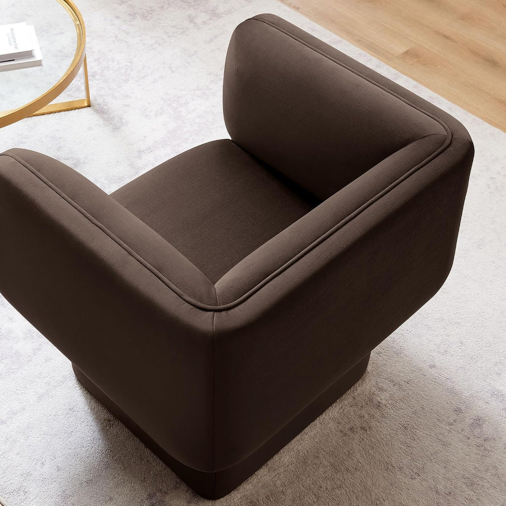 Modway Tate Performance Velvet Accent Chair in Chocolate Brown - Upholstered ...
