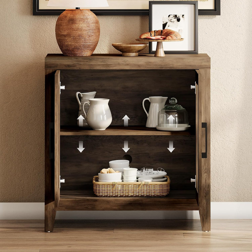 WAMPAT TV Stand for TVs up to 50”, Rustic Wood Entertainment Center with Adju...