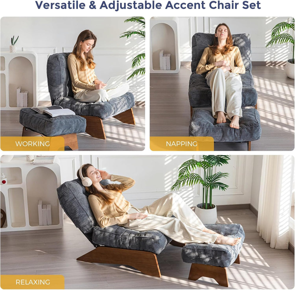 MAXYOYO Accent Chair with Ottoman, Lounge Chair with Adjustable Backrest