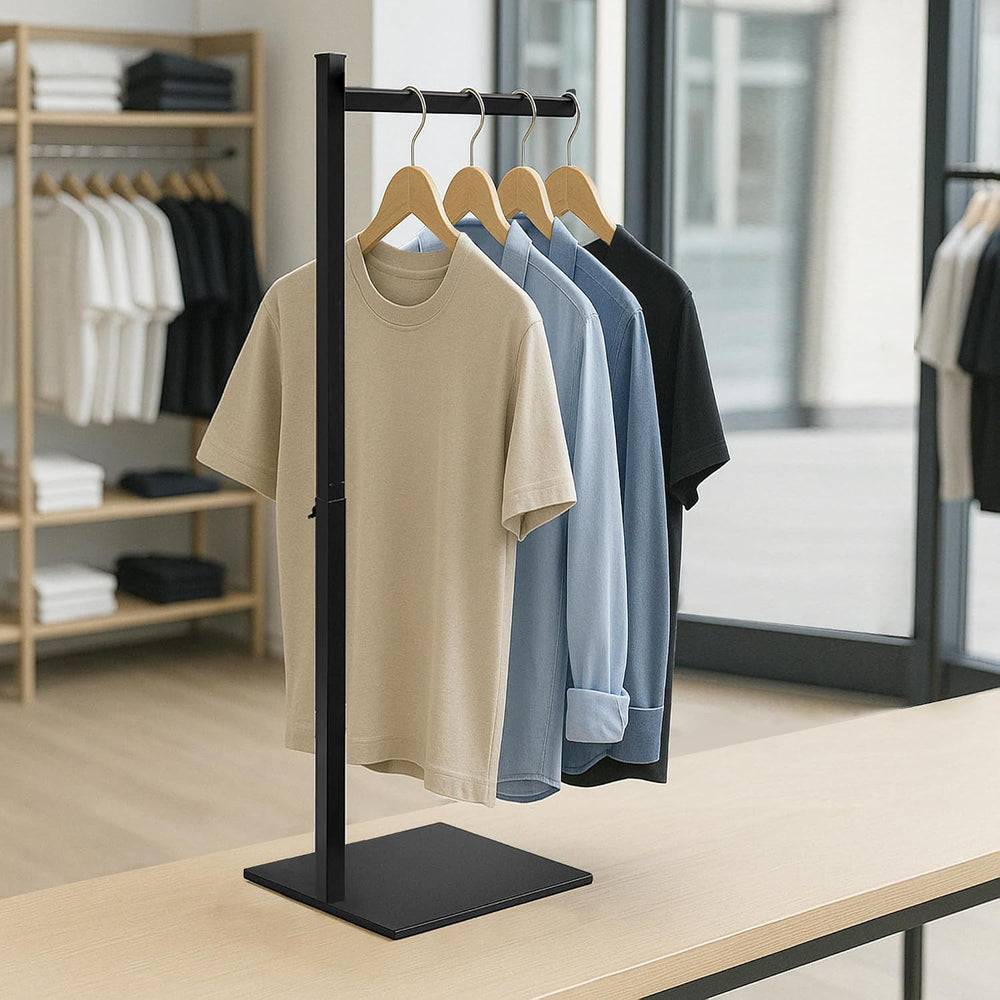 Clothing Display Rack, 21-36 Inch Adjustable Garment Stand, Black, 1 Pack