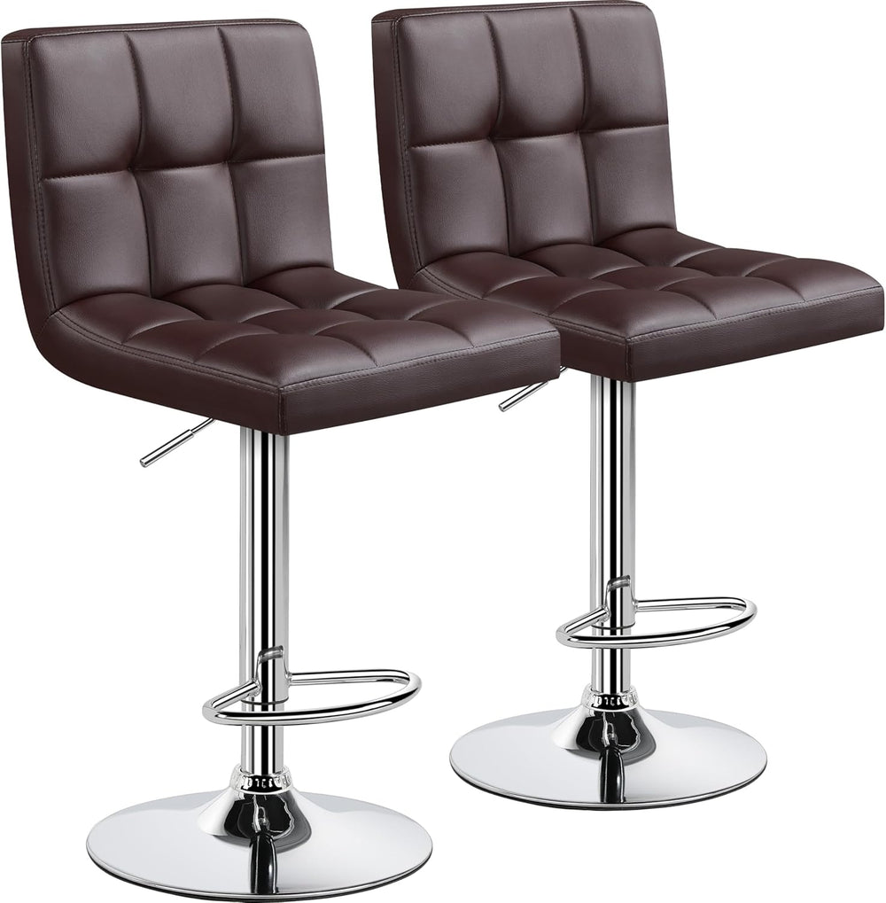 Yaheetech Bar Stools Set of 2 Adjustable Counter Height Barstools Brown