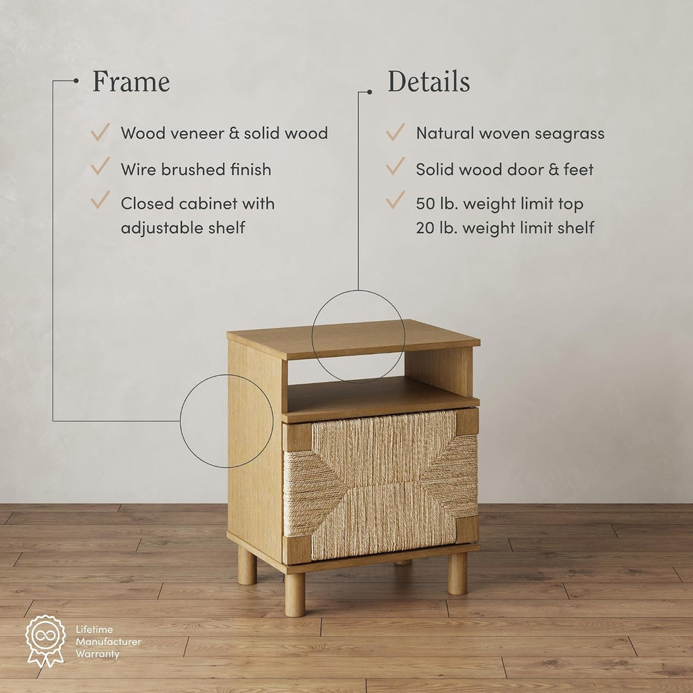 Nathan James Beacon Wood Nightstand, Bohemian Accent Table or Sofa Side Table...