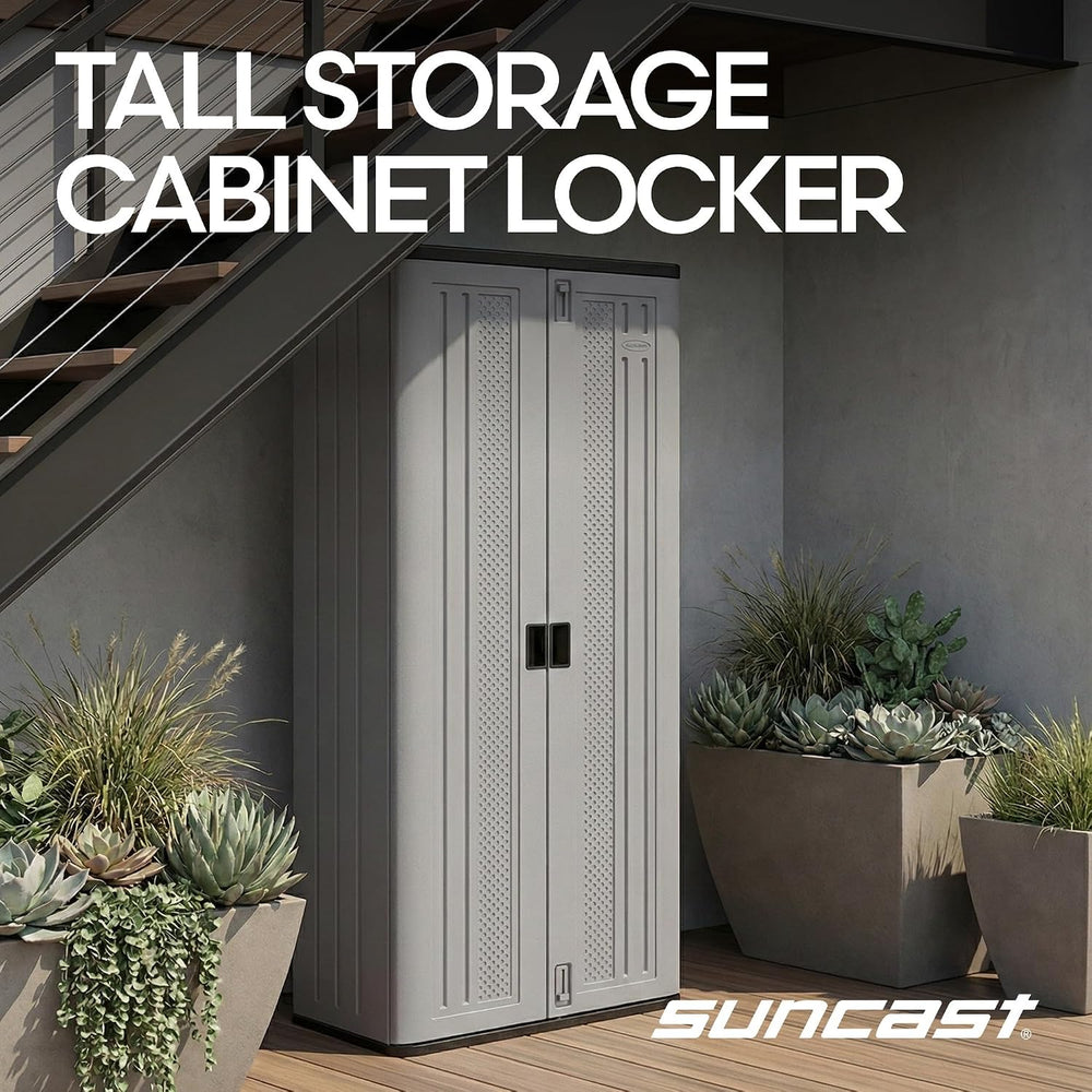 Suncast Tall Storage Cabinet for Garage Organization - 72" Freestanding ...