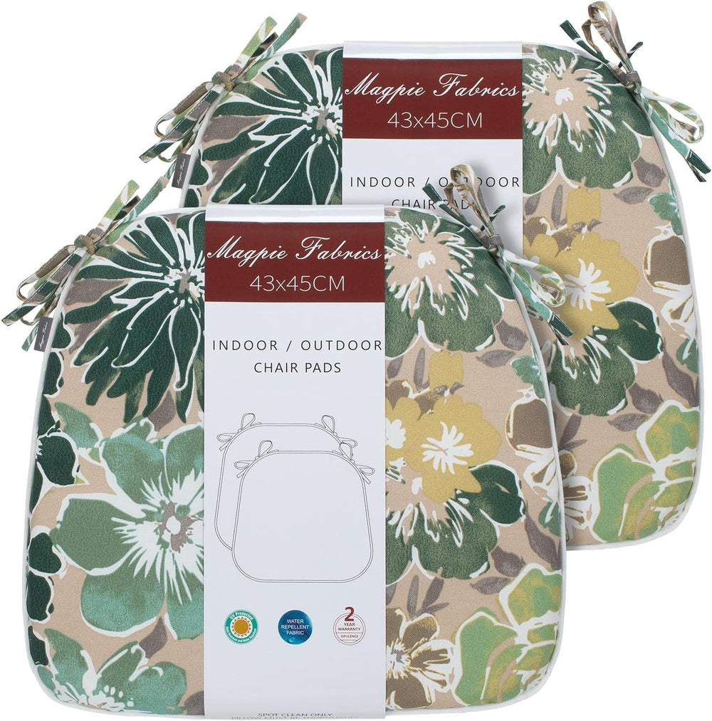 Magpie Fabrics 17"x16"x2" U-Shape Chair Cushions with Ties 2 C...