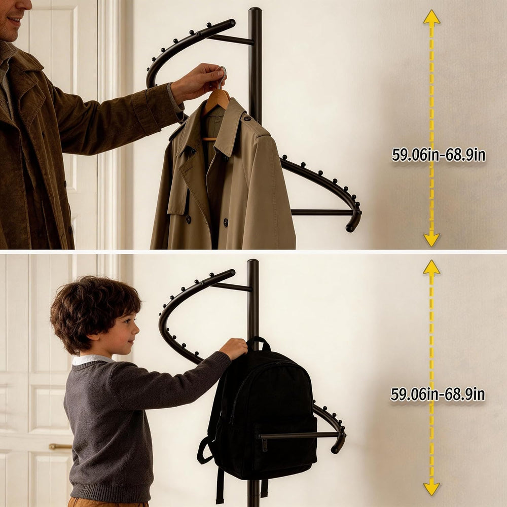 HKaikzo Freestanding 360° Rotating Clothing Rack, Height Adjustable Heavy Dut...