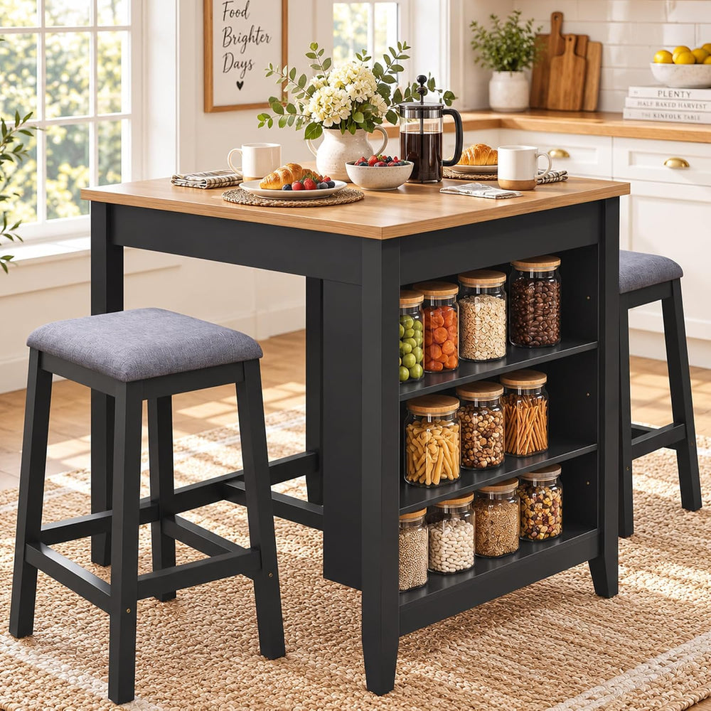 HLR 3-Piece Dining Table Set for 2 Person, Small Farmhouse Kitchen Table with...