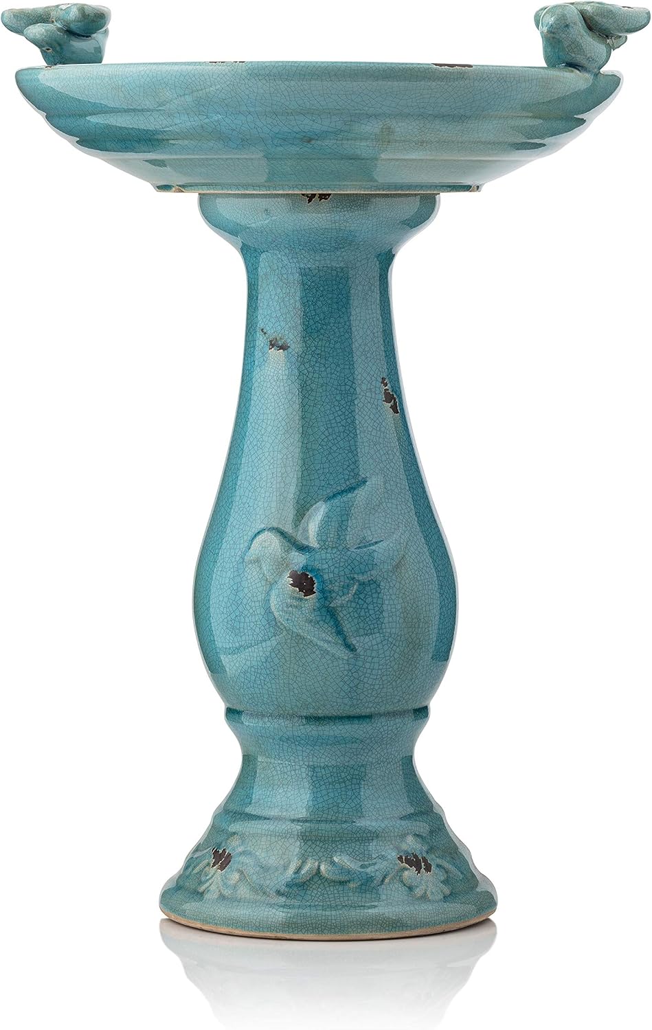 Alpine Corporation 25" Tall Outdoor Ceramic Antique Pedestal Birdbath wi...