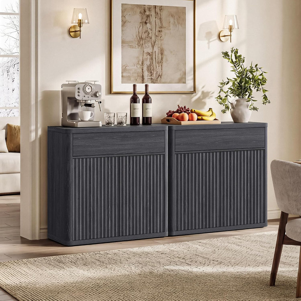 SICOTAS Buffet Cabinet with Storage - Accent Fluted Storage Cabinet with 2 Do...