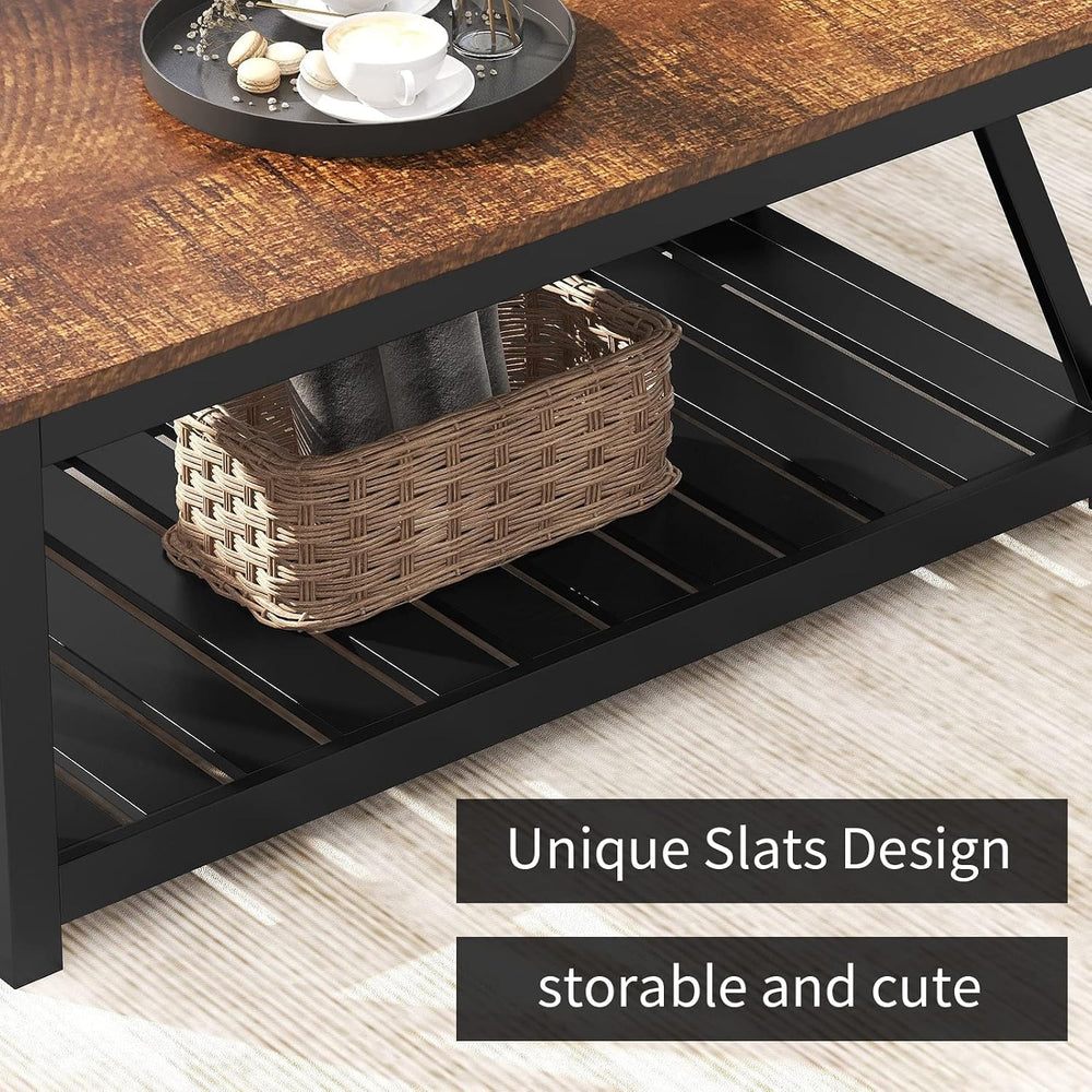 ChooChoo 40" Farmhouse Coffee Table with A-Frame Design for Living Room