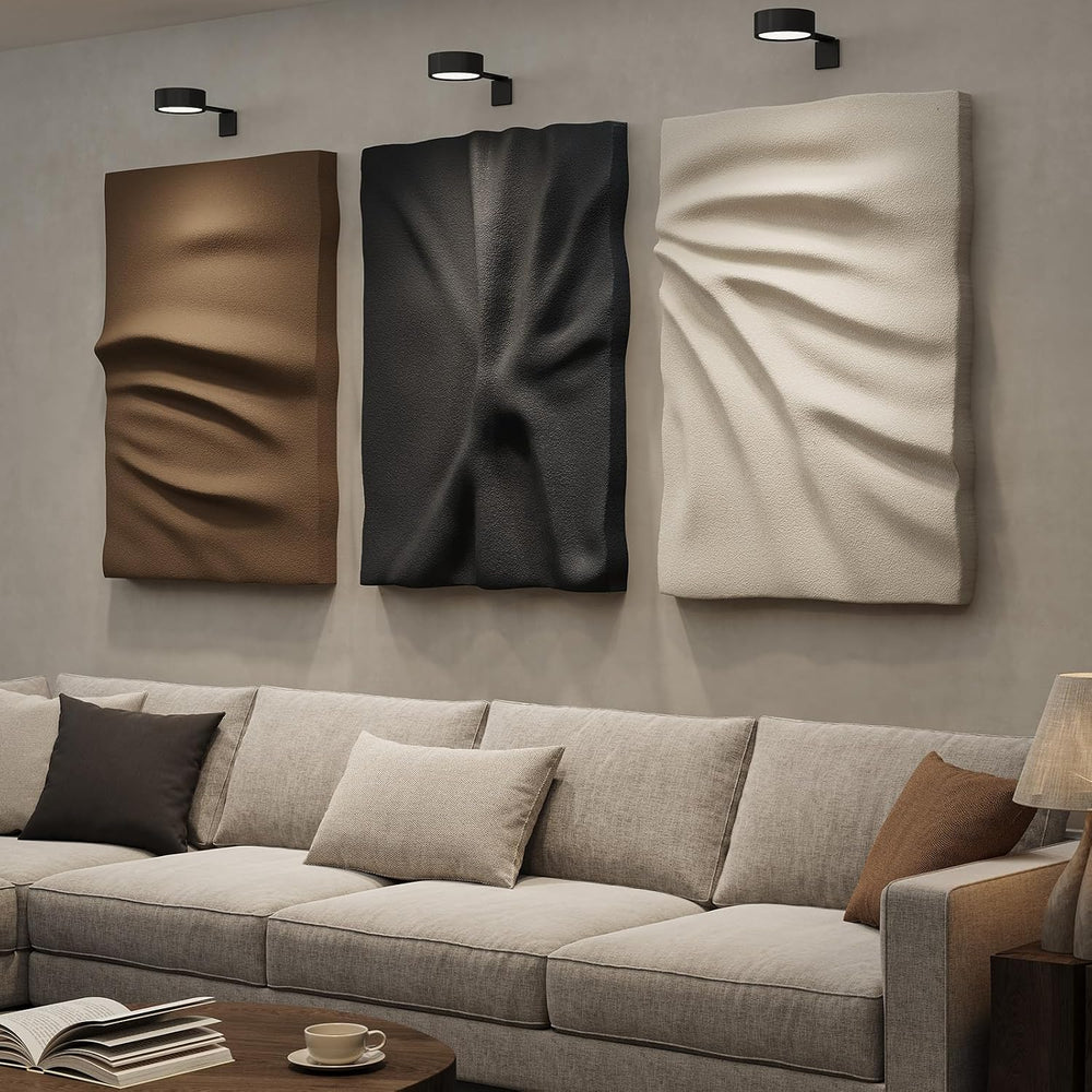 Large 3D Modern Abstract Textured Wall Art for Living Room, 3 Piece