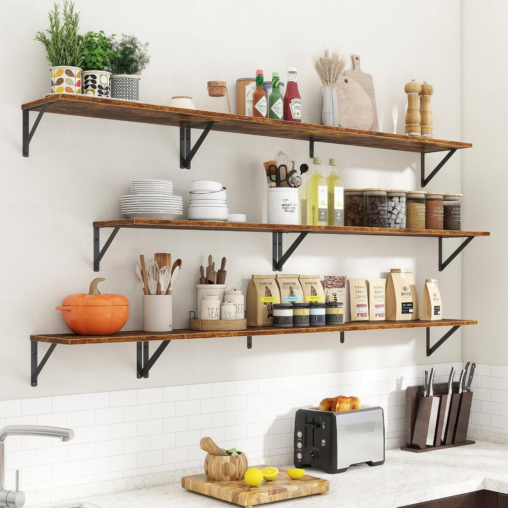 55" Long Wall Mounted Floating Shelves,8 inch Deep Floating Shelf with M...