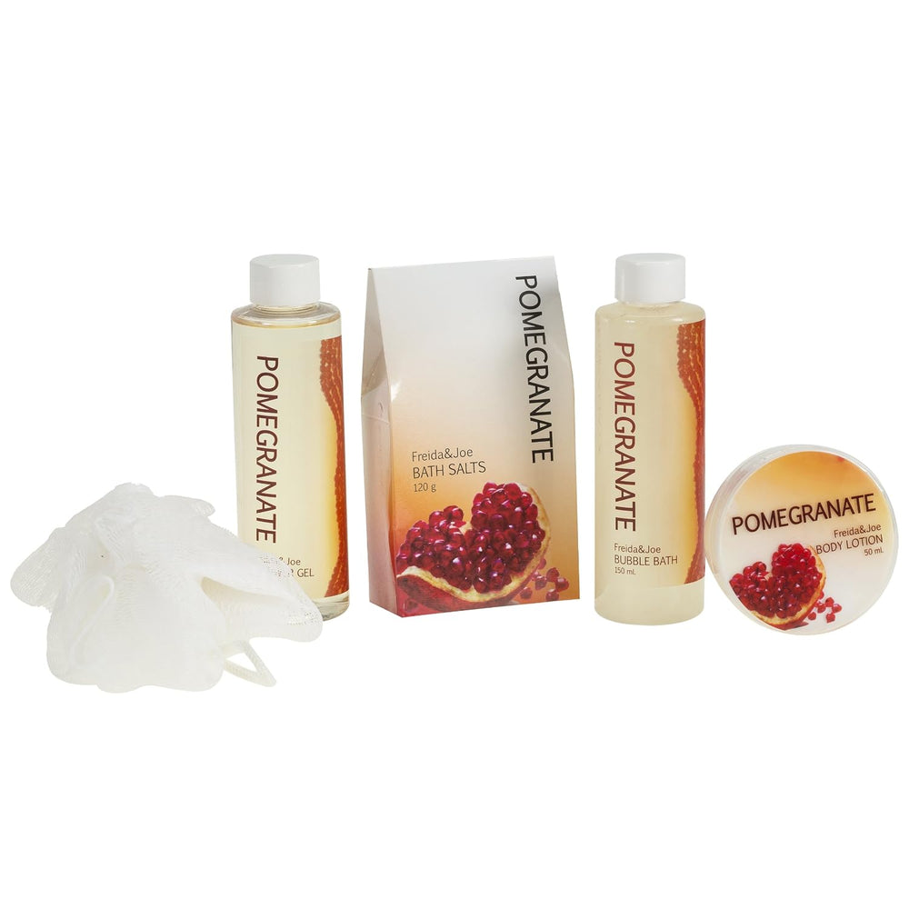 Red Pomegranate Home Spa Bath Basket - Bath & Body Set For Women