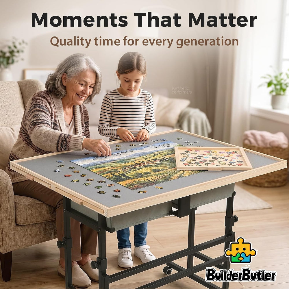 BuilderButler Puzzle Table 1500 Pieces with Wheels, Drawers & Cover, 33.5...