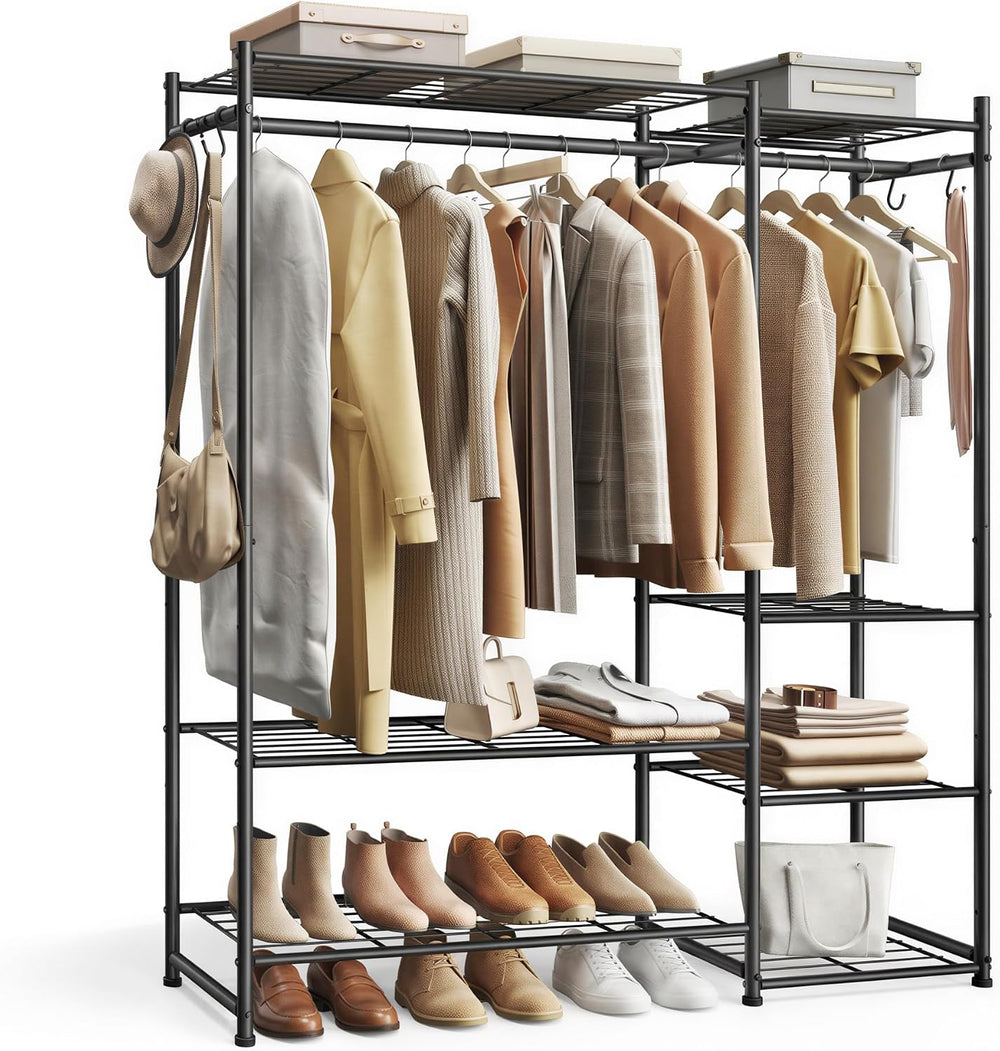 SONGMICS Portable Closet Wardrobe, Freestanding Clothing Rack, Black