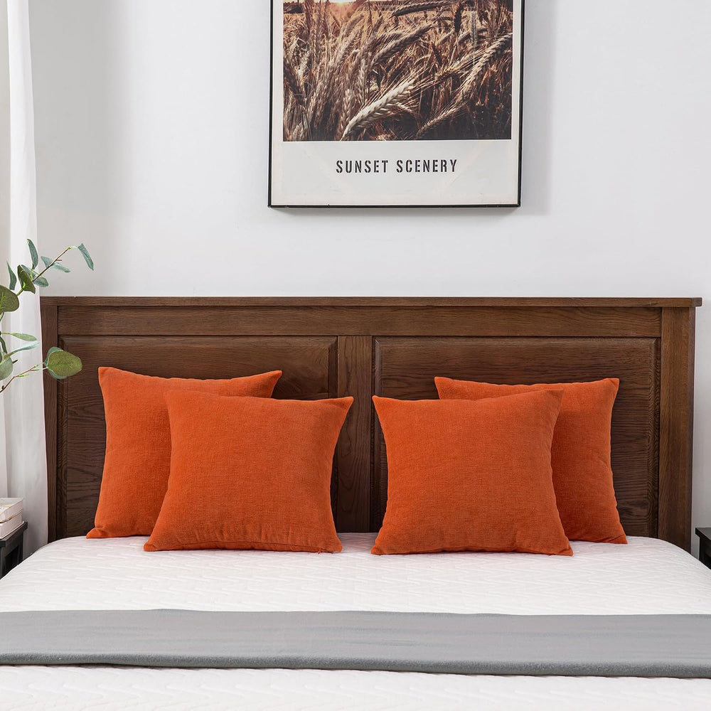 GAWAMAY Orange Chenille Throw Pillow Covers 18x18 Set of 4 for Couch