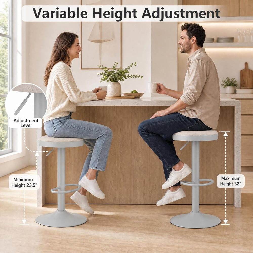 GIANTEX Swivel Bar Stools Set of 2, Adjustable Height Bar Chairs Light Gray