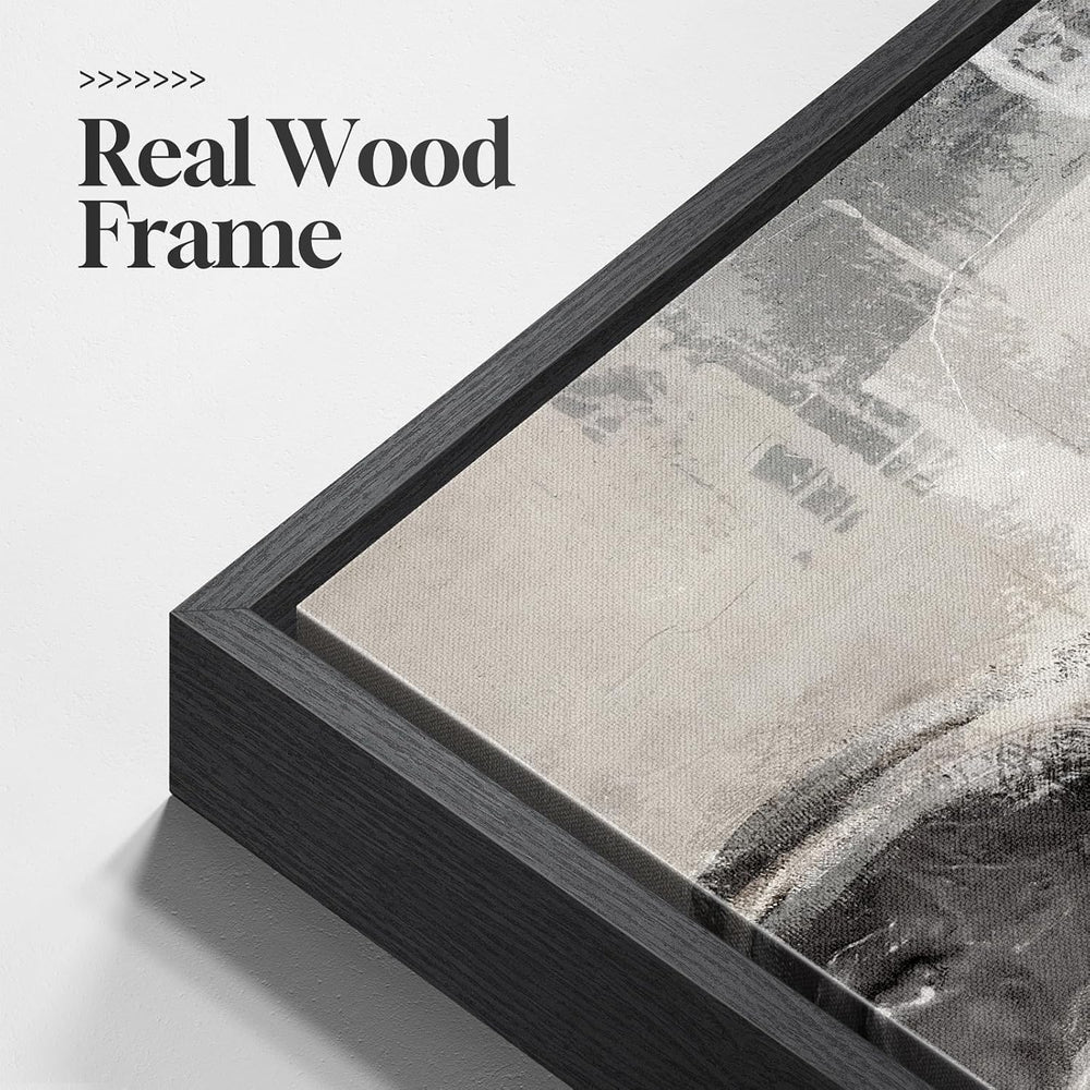 Large Framed Neutral Modern Abstract Wall Art for Living Room, 24x36 In