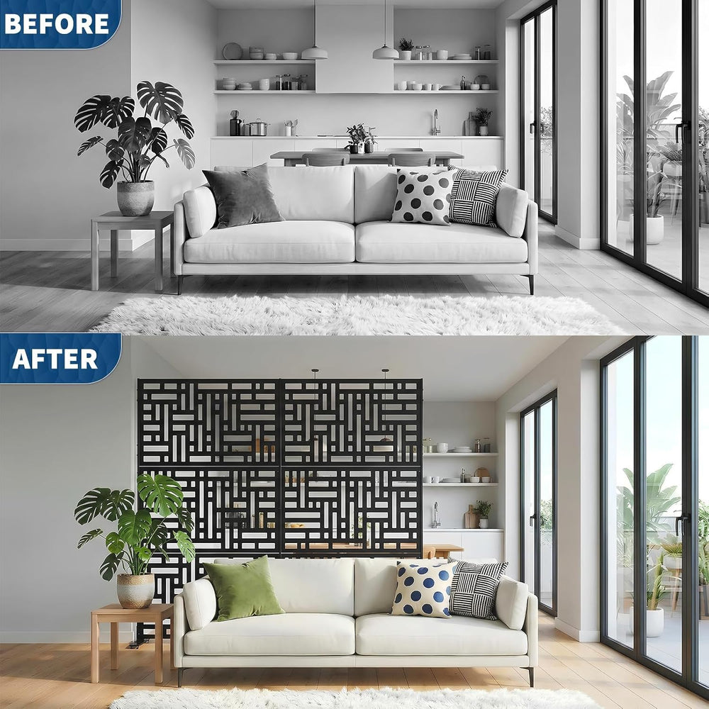 Garvee Metal Privacy Screen Outdoor, 72"h×47"w Balcony Patio Privac...