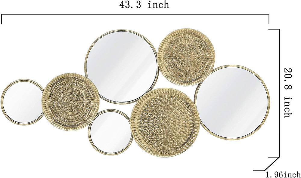 Oakrain Home Decor Metal Wall Decor with Multi Circle Plates Mirror, Large Mo...