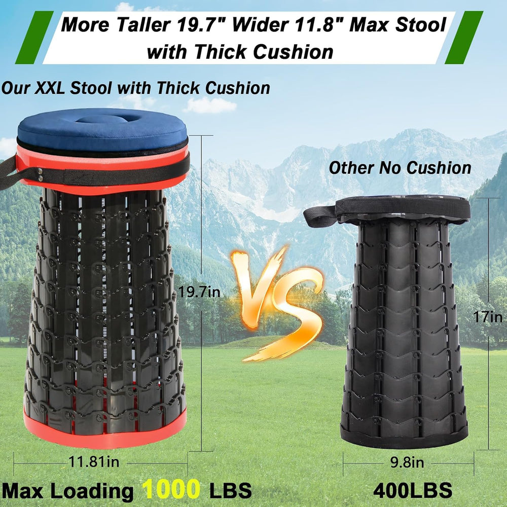 2026 Upgraded XXL Collapsible Stool with Thick Cushion,19.7"H-11.8"...