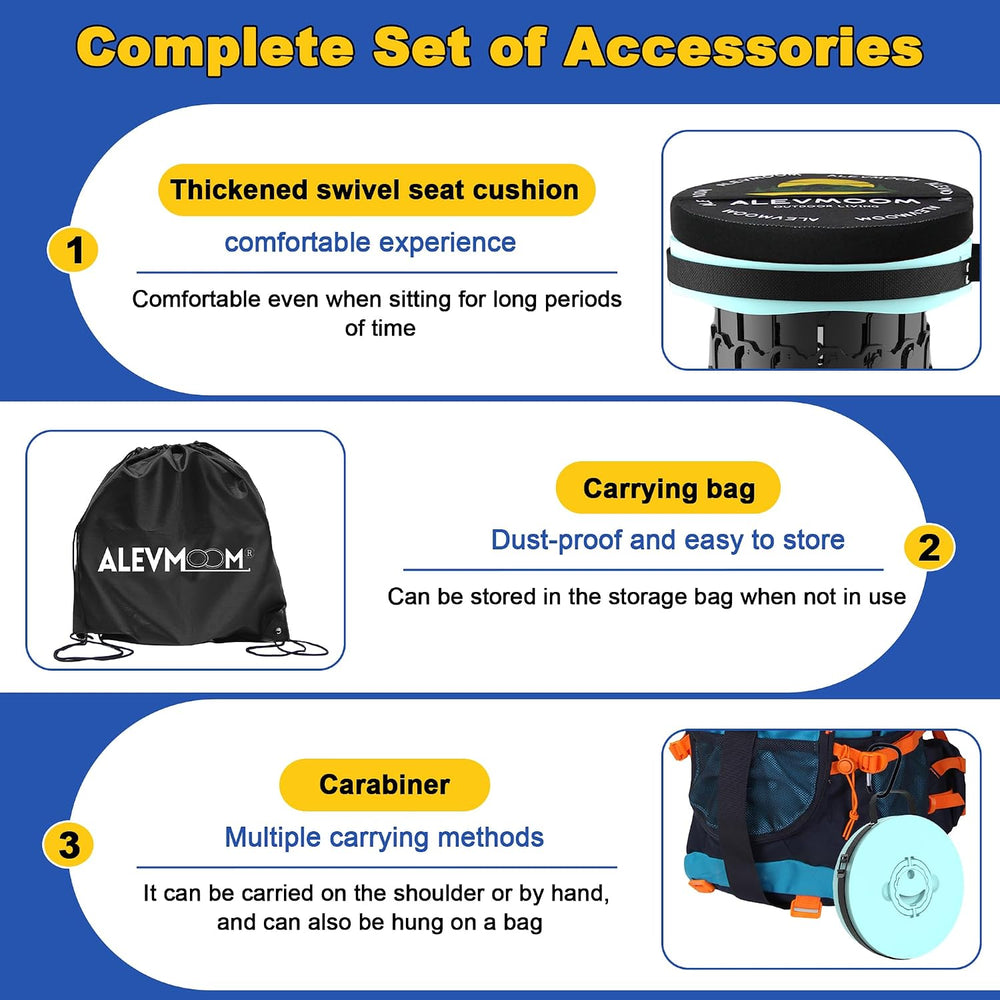 ALEVMOOM Upgraded 18.1" XL Collapsible Stool with Cushion, Portable Fold...