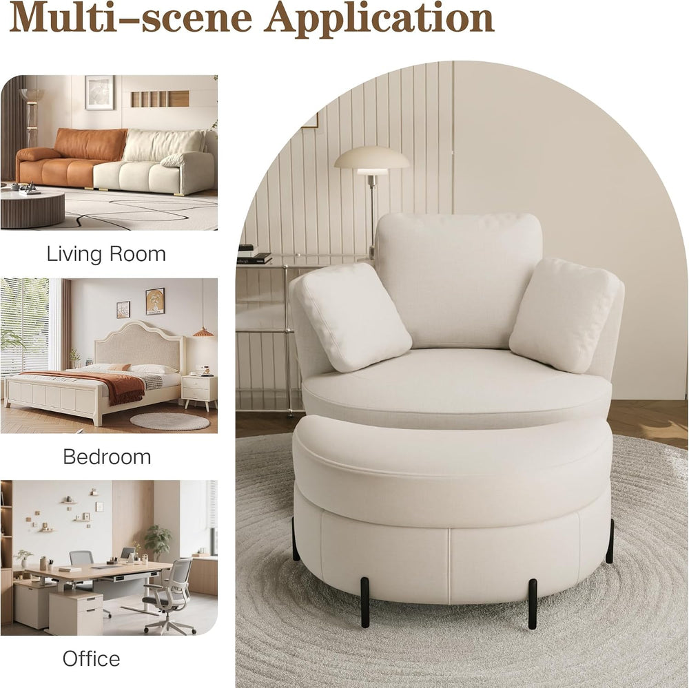 Chifee & Vingol Swivel Accent Chair with Ottoman 40.6" Round Swivel ...
