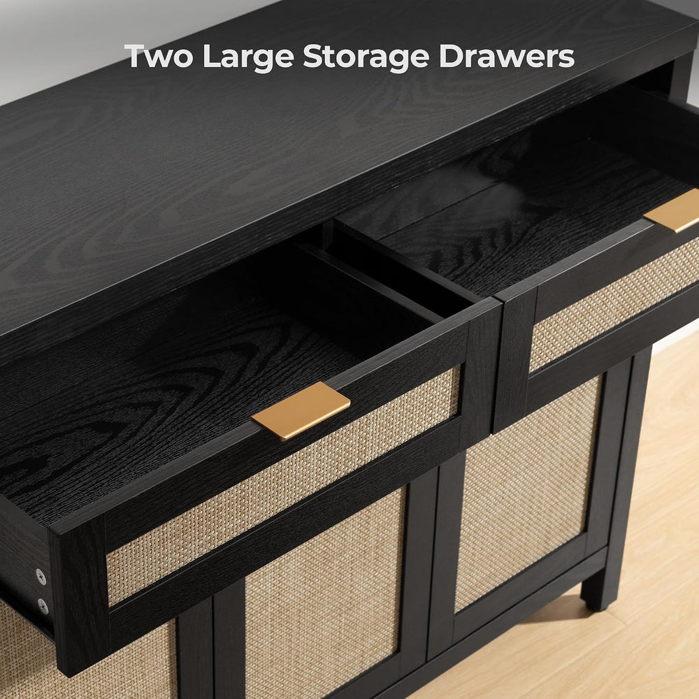 SICOTAS Rattan Sideboard Buffet Cabinet with Storage, Boho Credenza Accent