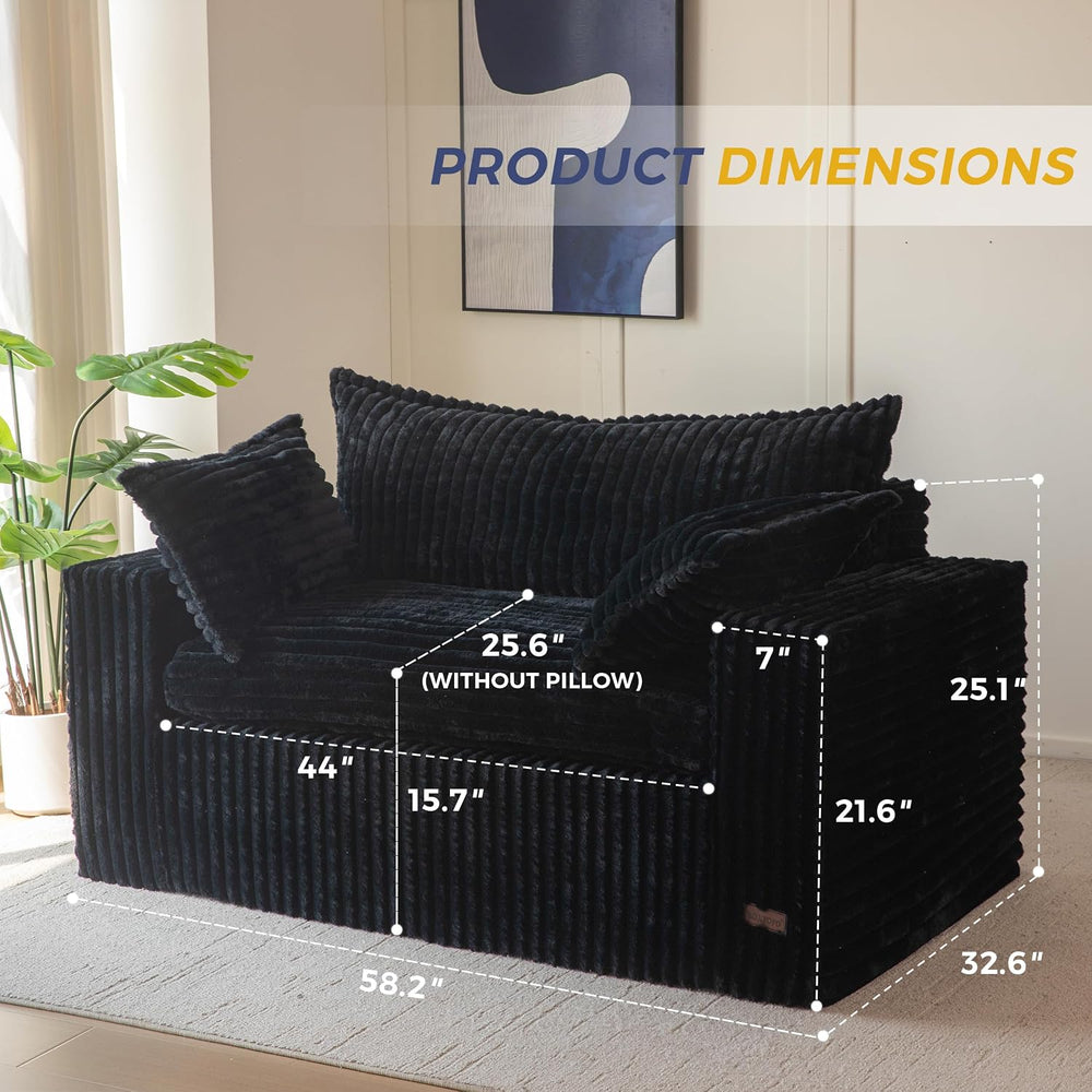 MAXYOYO Boneless Couch, 59-Inch Couch in a Box, Deep Loveseat