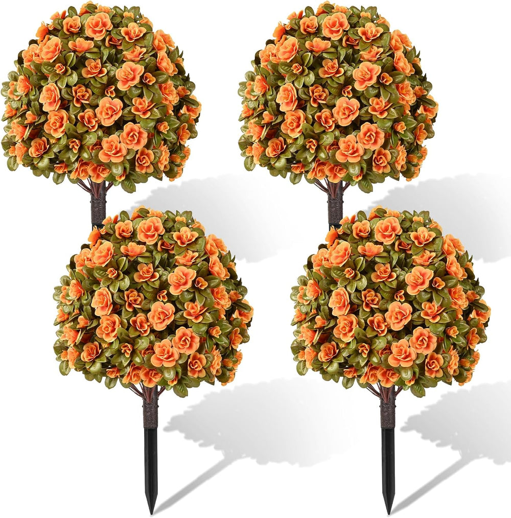 Waipfaru Artificial Mums for Outdoors, Fake Bushes Topiary Ball Fall Decor