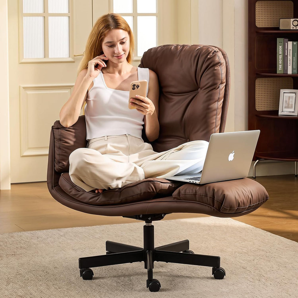 amseatec Big&Tall Office Chair,High Back Criss Cross Chair,5-Gear Armrests