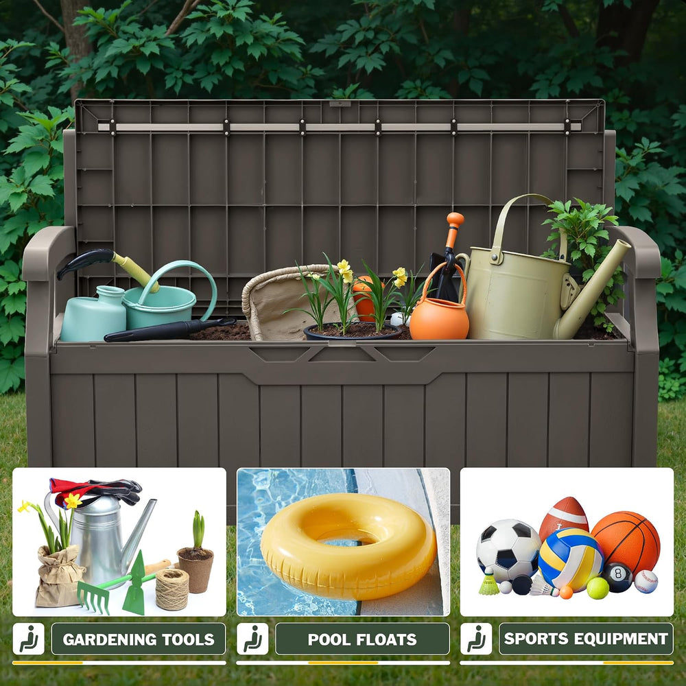 Flamaker 80 Gallon Storage Bench, Deck Box with Seat Waterproof All-Weather