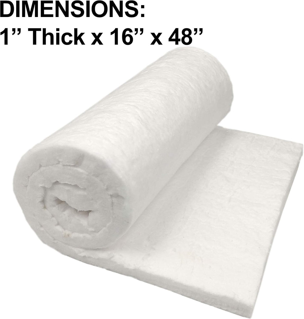 Ceramic Fiber Insulation, 1" Thick x 16" x 48", 2400F Fireproo...