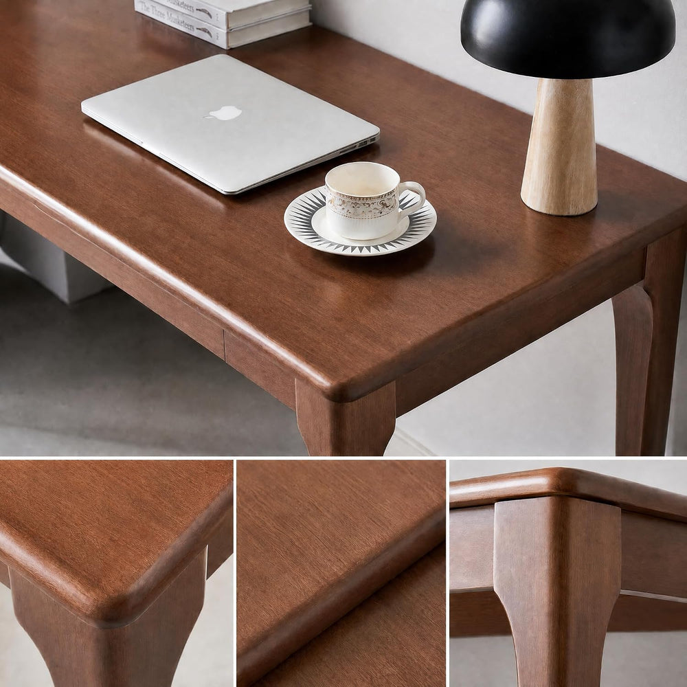 47" Solid Wood Desk with Drawers, Small Writing Desk & Wooden Comput...