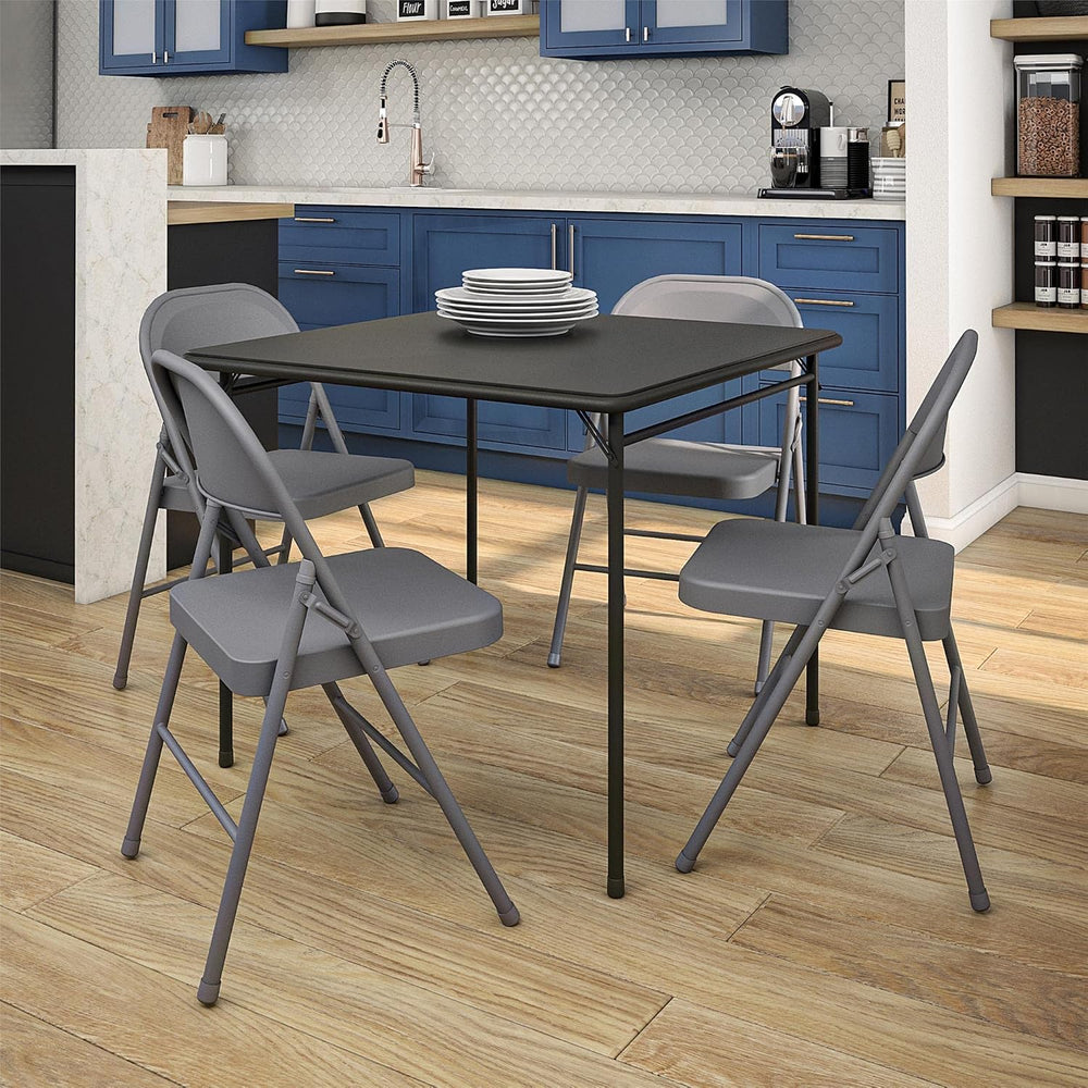 COSCO All-Steel Metal Folding Chair, Full-Sized, Double Braced Gray, 4-Pack