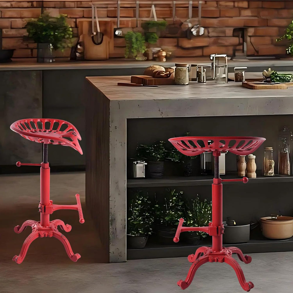 Rustic Industrial Farmhouse Tractor Seat Adjustable Bar Stool Industrial bar ...