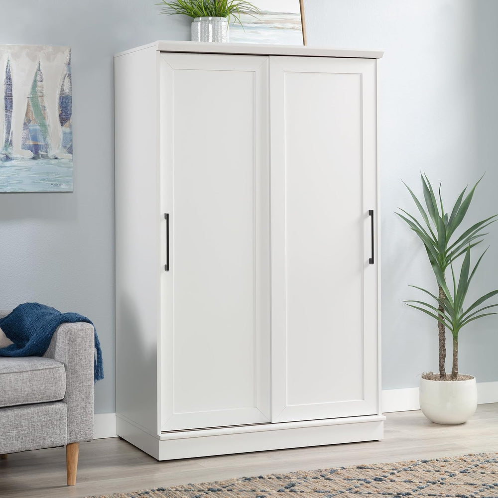 Sauder Homeplus Wardrobe Cabinet with Sliding Doors, White Finish