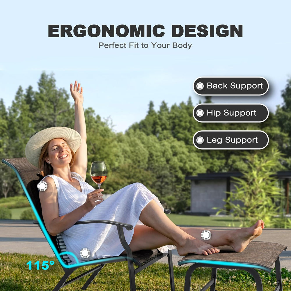 NUU GARDEN Outdoor Patio Chair, Patio Dining Chair with Ottoman, All-Weather ...