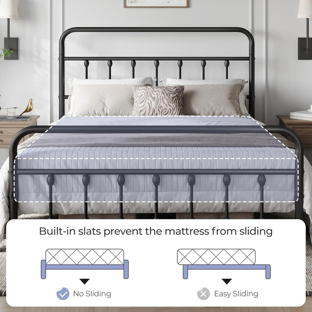 Yaheetech Queen Metal Platform Bed Frame, Victorian Headboard & Footboard